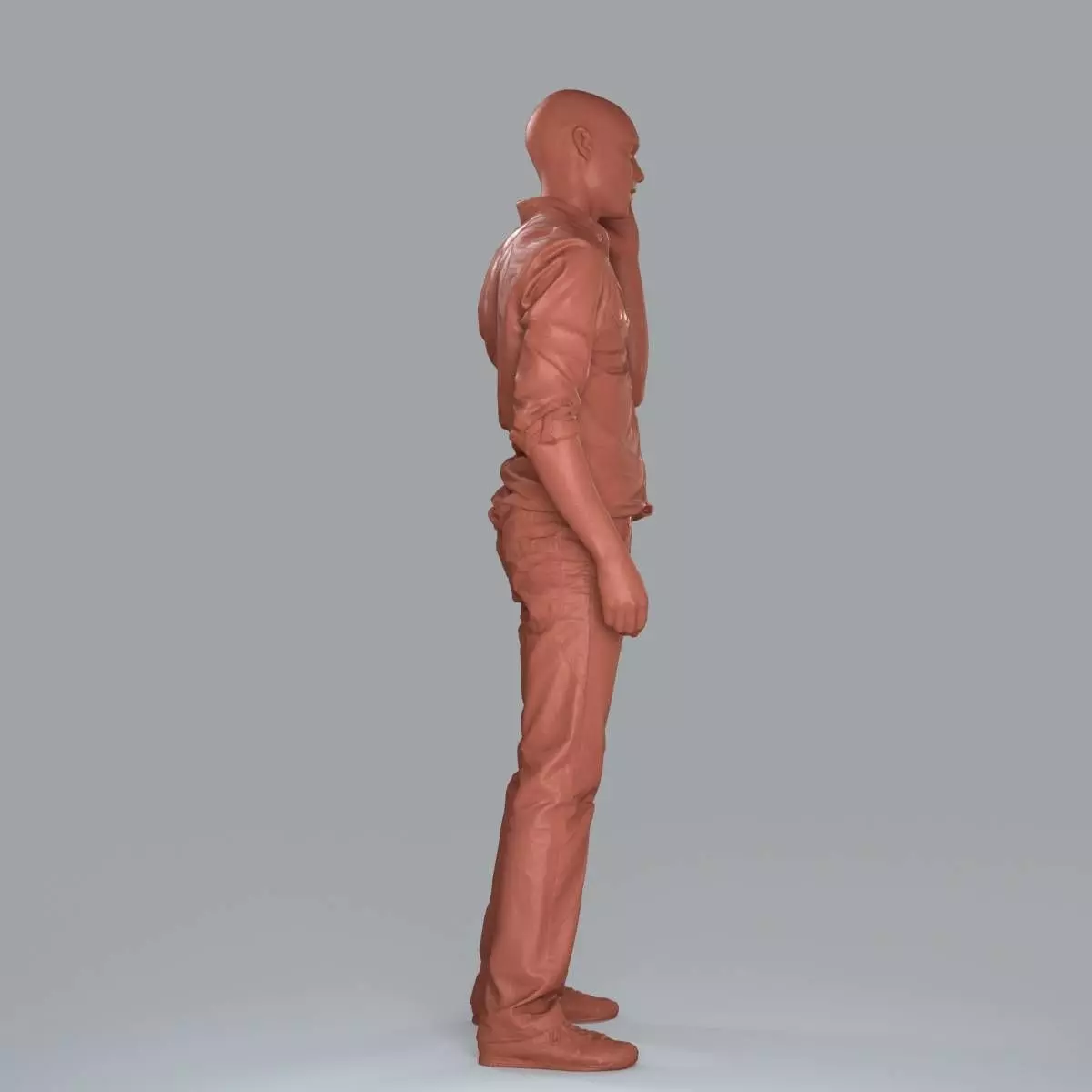 Casual Man with White Shirt Chatting on Phone CMan0010-HD2-O0... 3D model_33