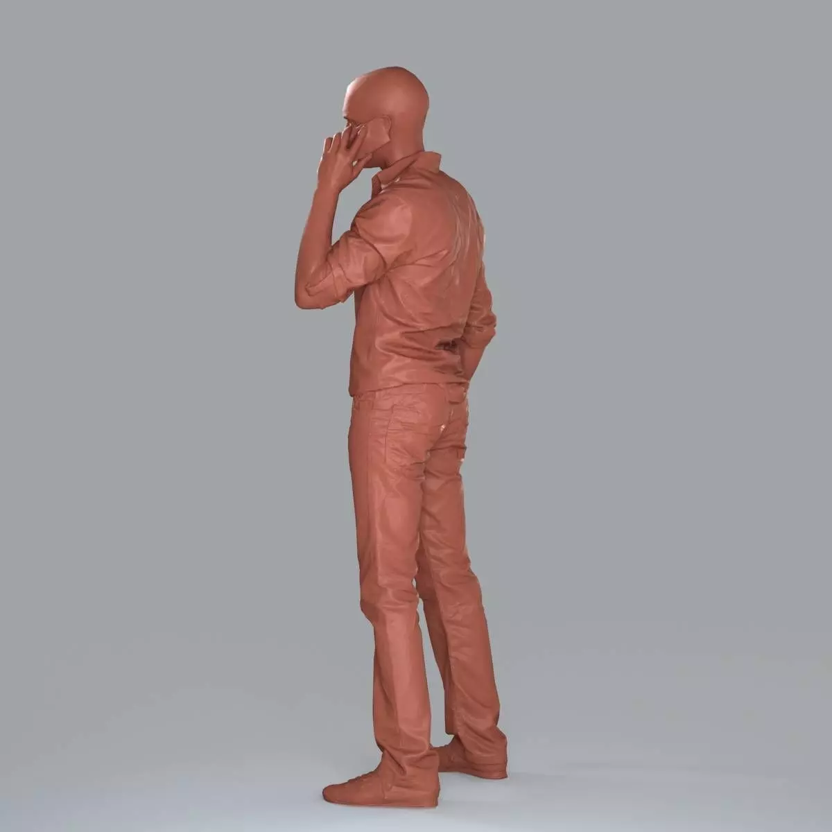 Casual Man with White Shirt Chatting on Phone CMan0010-HD2-O0... 3D model_68