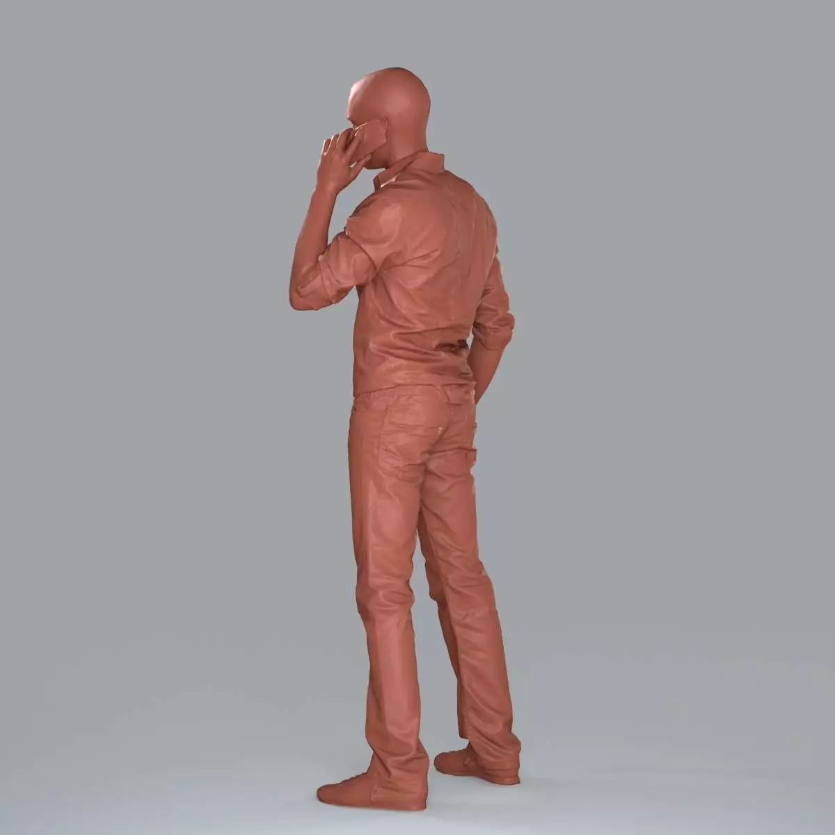 Casual Man with White Shirt Chatting on Phone CMan0010-HD2-O0... 3D model_37