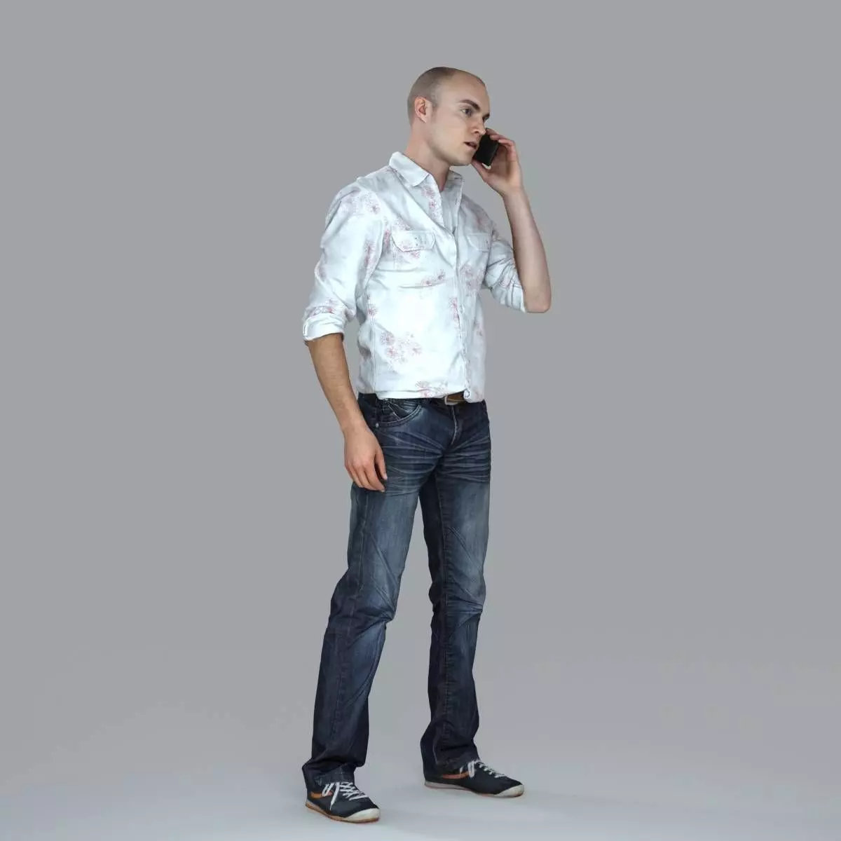 Casual Man with White Shirt Chatting on Phone CMan0010-HD2-O0... 3D model_69