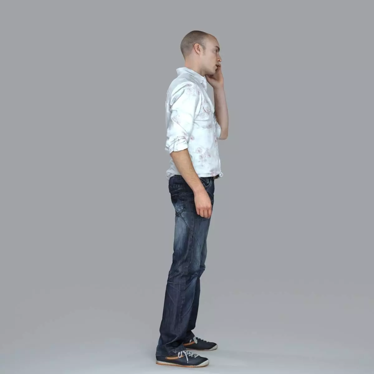 Casual Man with White Shirt Chatting on Phone CMan0010-HD2-O0... 3D model_67