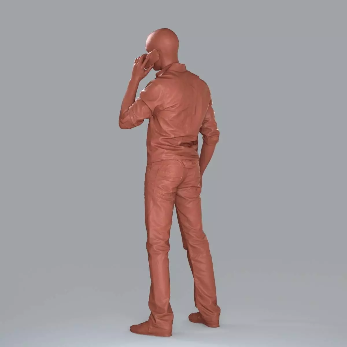 Casual Man with White Shirt Chatting on Phone CMan0010-HD2-O0... 3D model_41