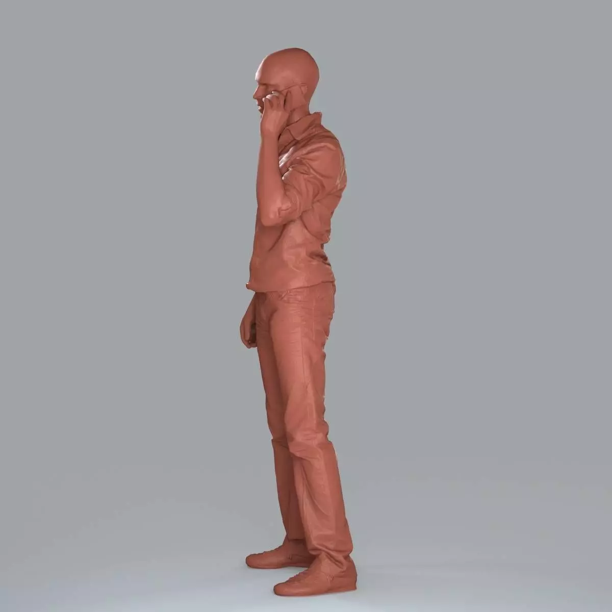 Casual Man with White Shirt Chatting on Phone CMan0010-HD2-O0... 3D model_57