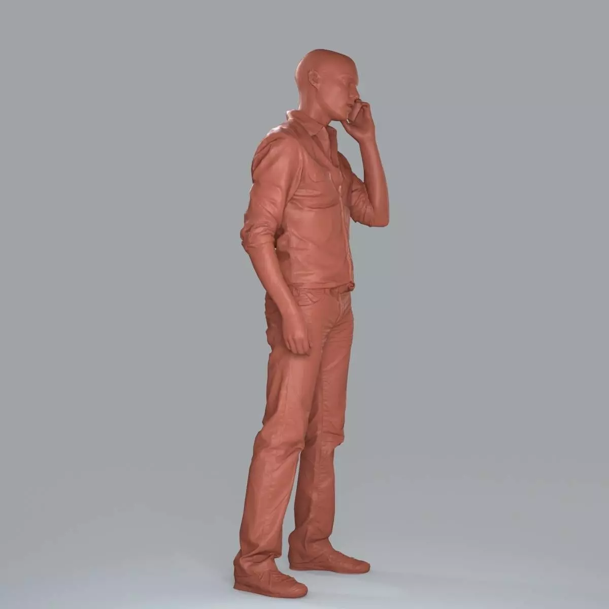 Casual Man with White Shirt Chatting on Phone CMan0010-HD2-O0... 3D model_72