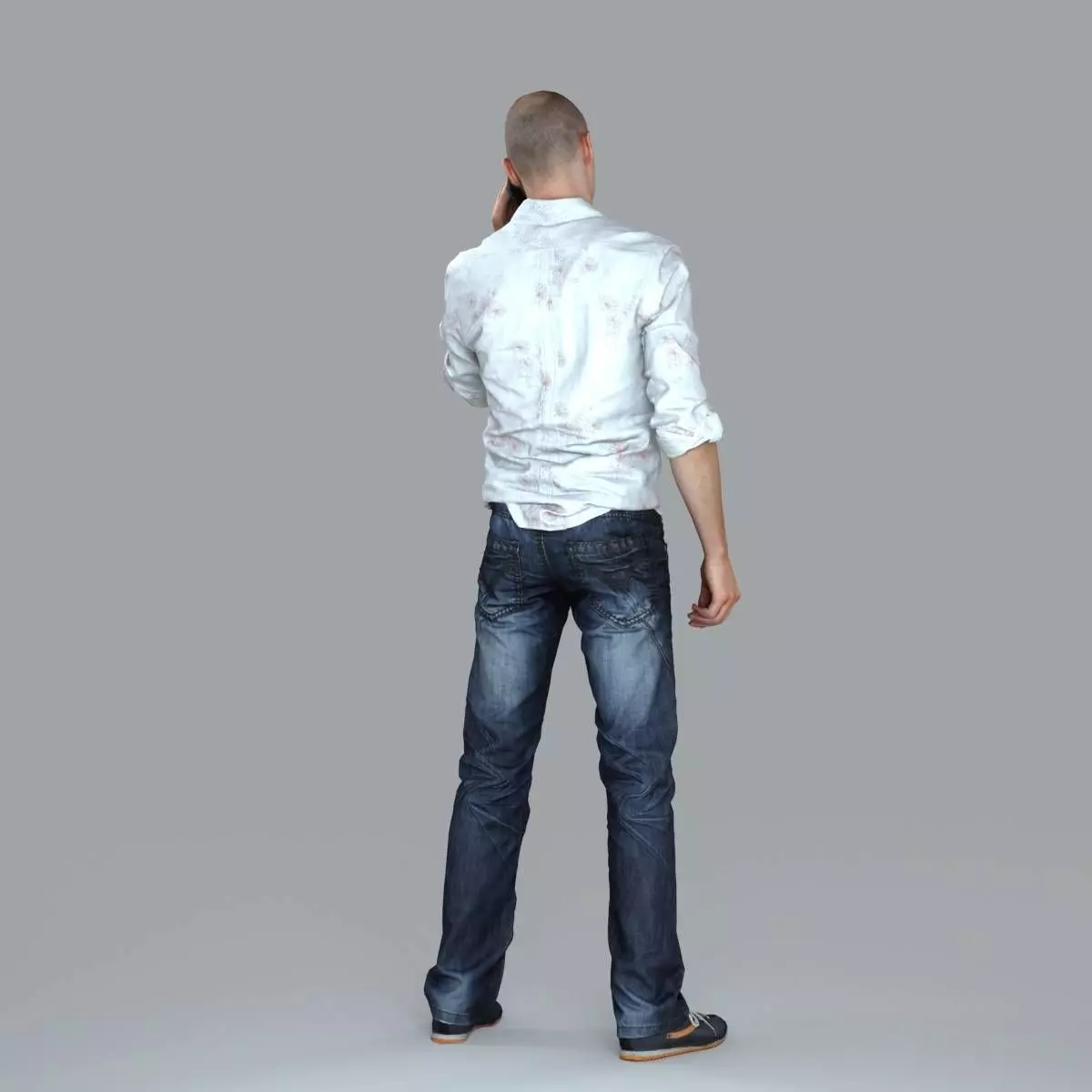 Casual Man with White Shirt Chatting on Phone CMan0010-HD2-O0... 3D model_8