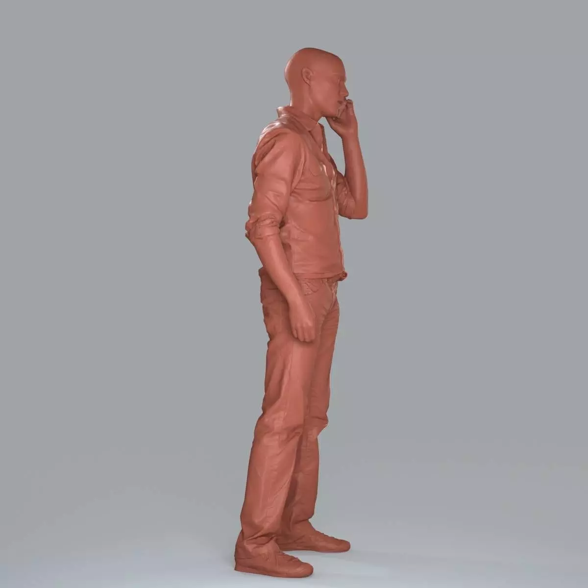 Casual Man with White Shirt Chatting on Phone CMan0010-HD2-O0... 3D model_58