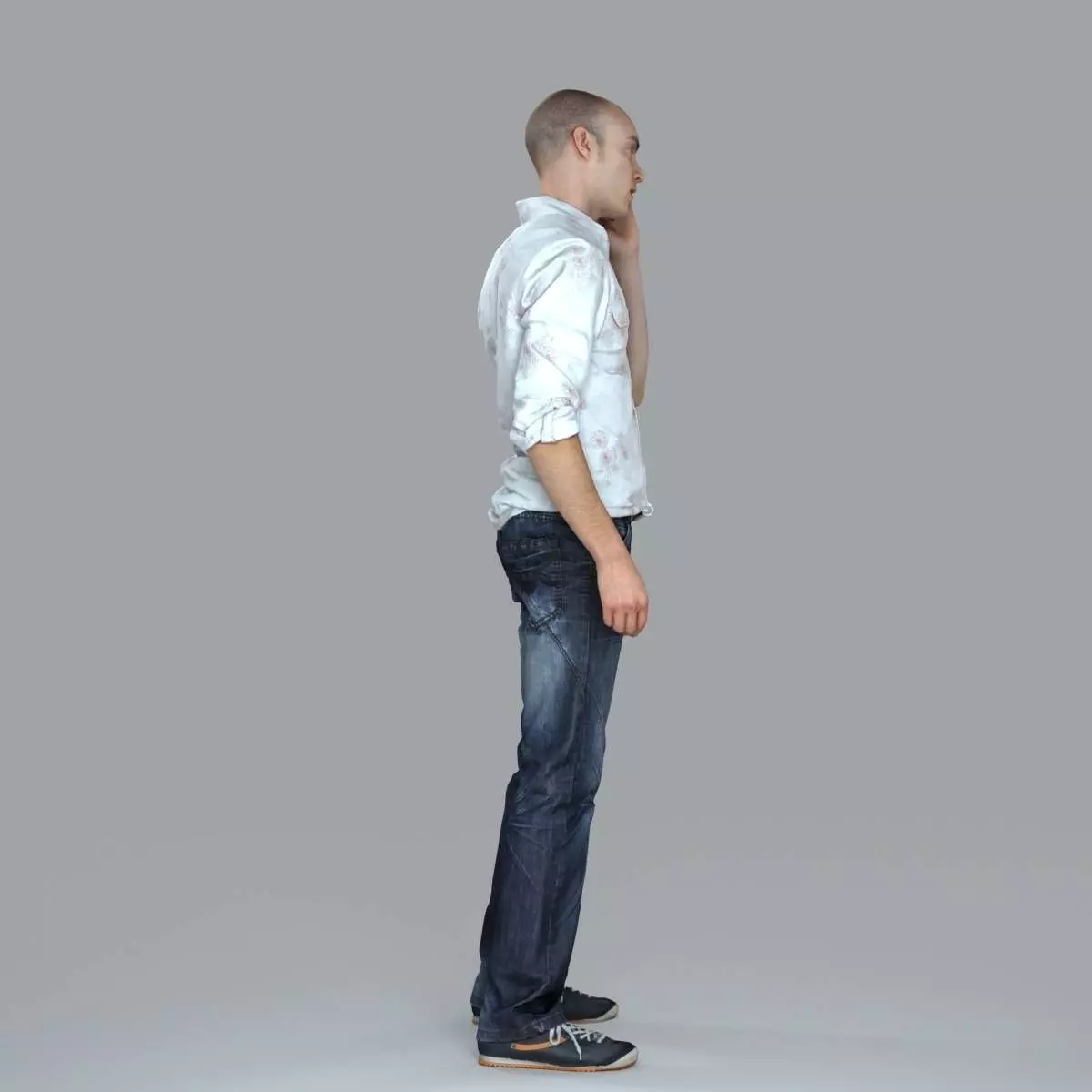 Casual Man with White Shirt Chatting on Phone CMan0010-HD2-O0... 3D model_36
