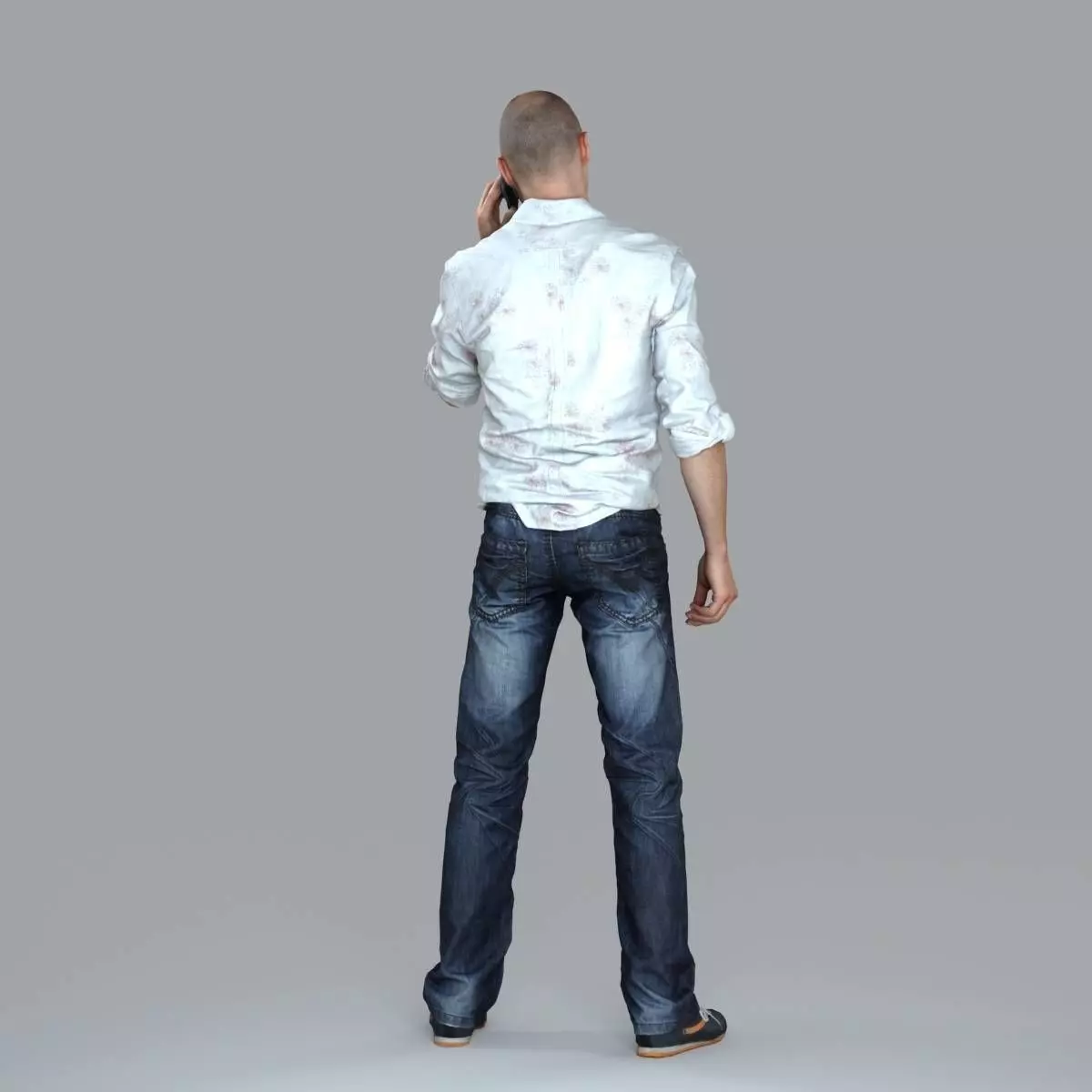 Casual Man with White Shirt Chatting on Phone CMan0010-HD2-O0... 3D model_9