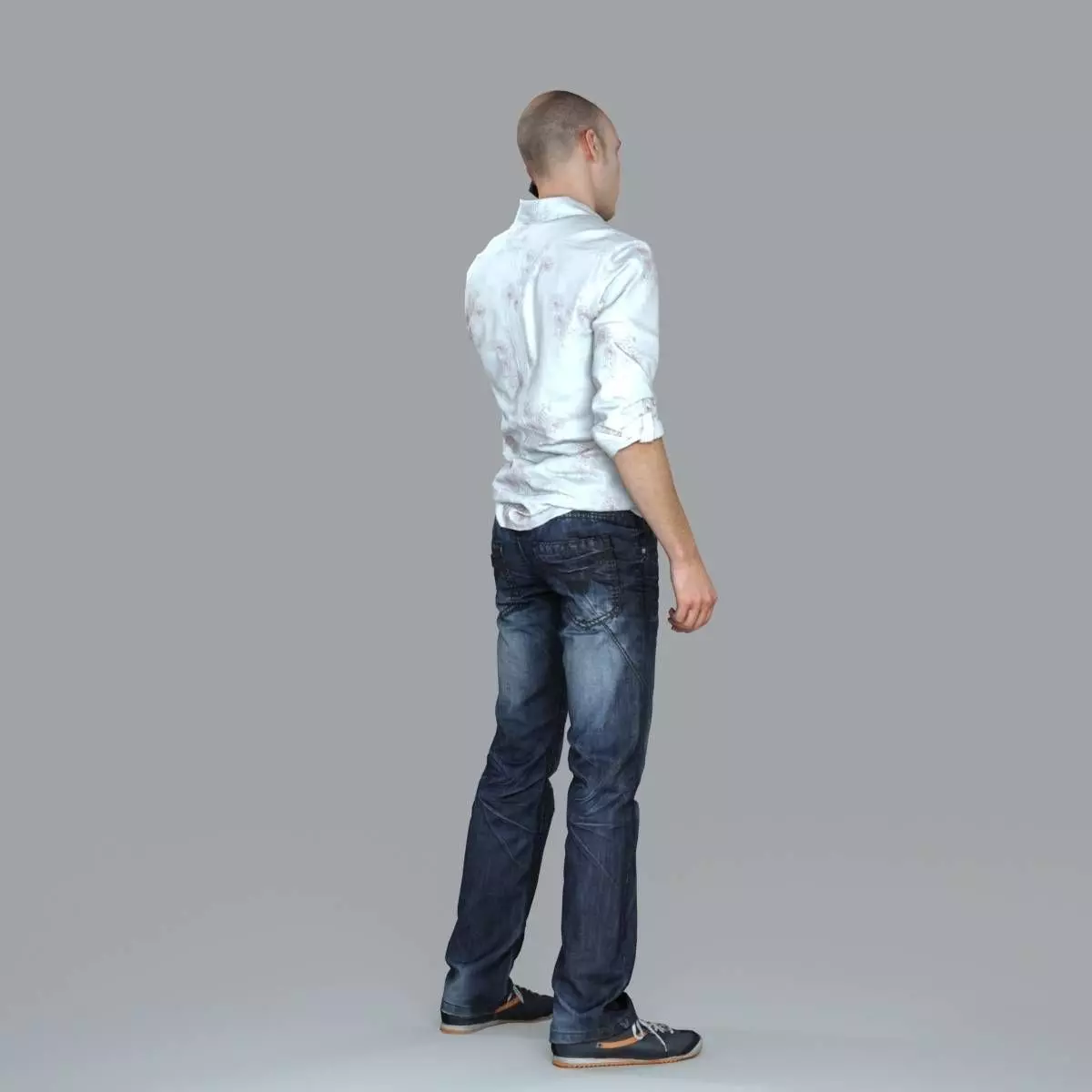 Casual Man with White Shirt Chatting on Phone CMan0010-HD2-O0... 3D model_18