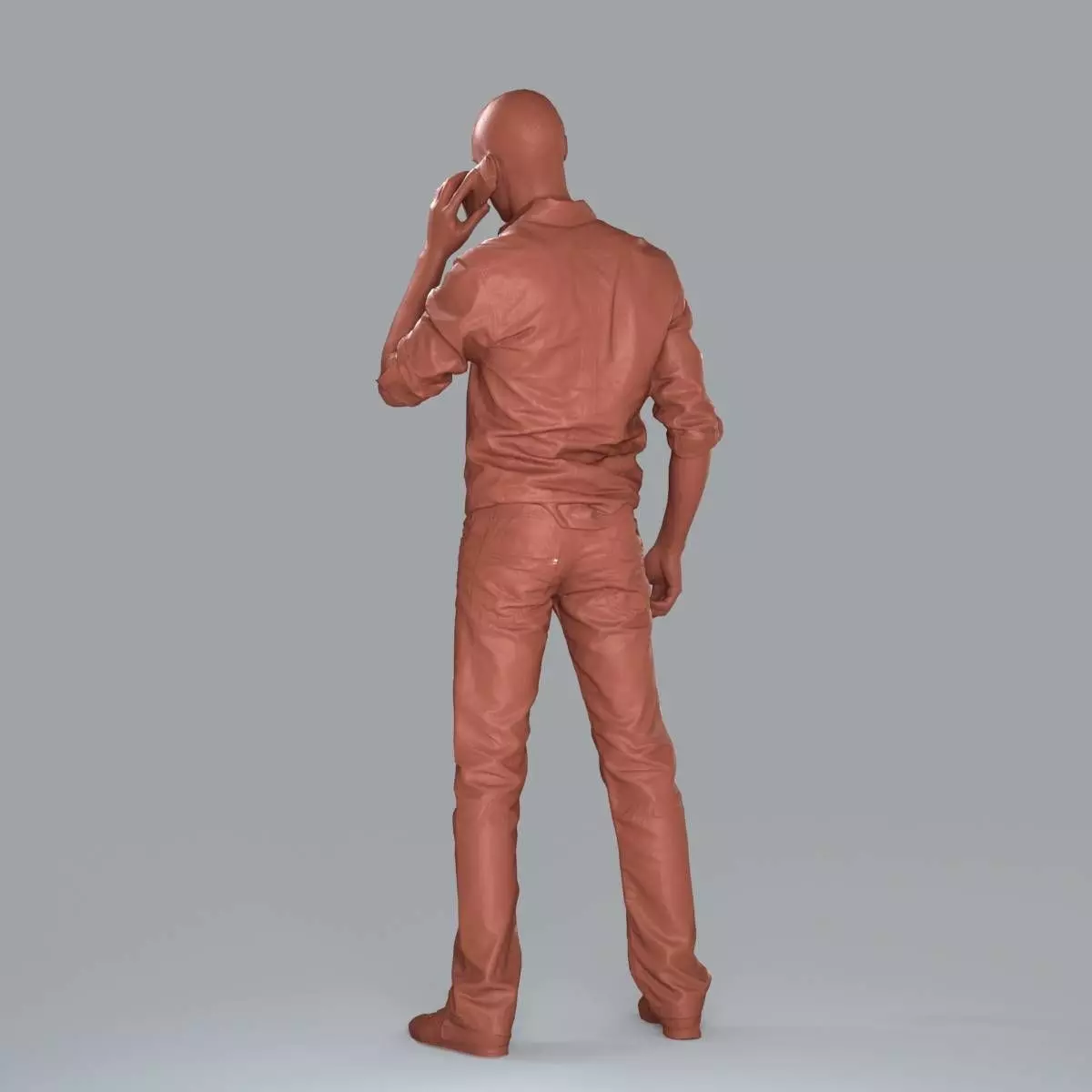 Casual Man with White Shirt Chatting on Phone CMan0010-HD2-O0... 3D model_46