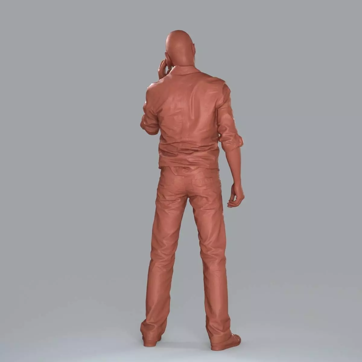 Casual Man with White Shirt Chatting on Phone CMan0010-HD2-O0... 3D model_1