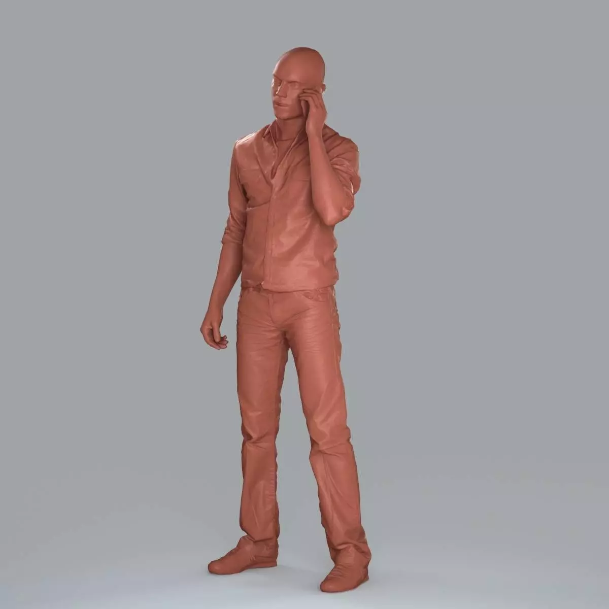 Casual Man with White Shirt Chatting on Phone CMan0010-HD2-O0... 3D model_27