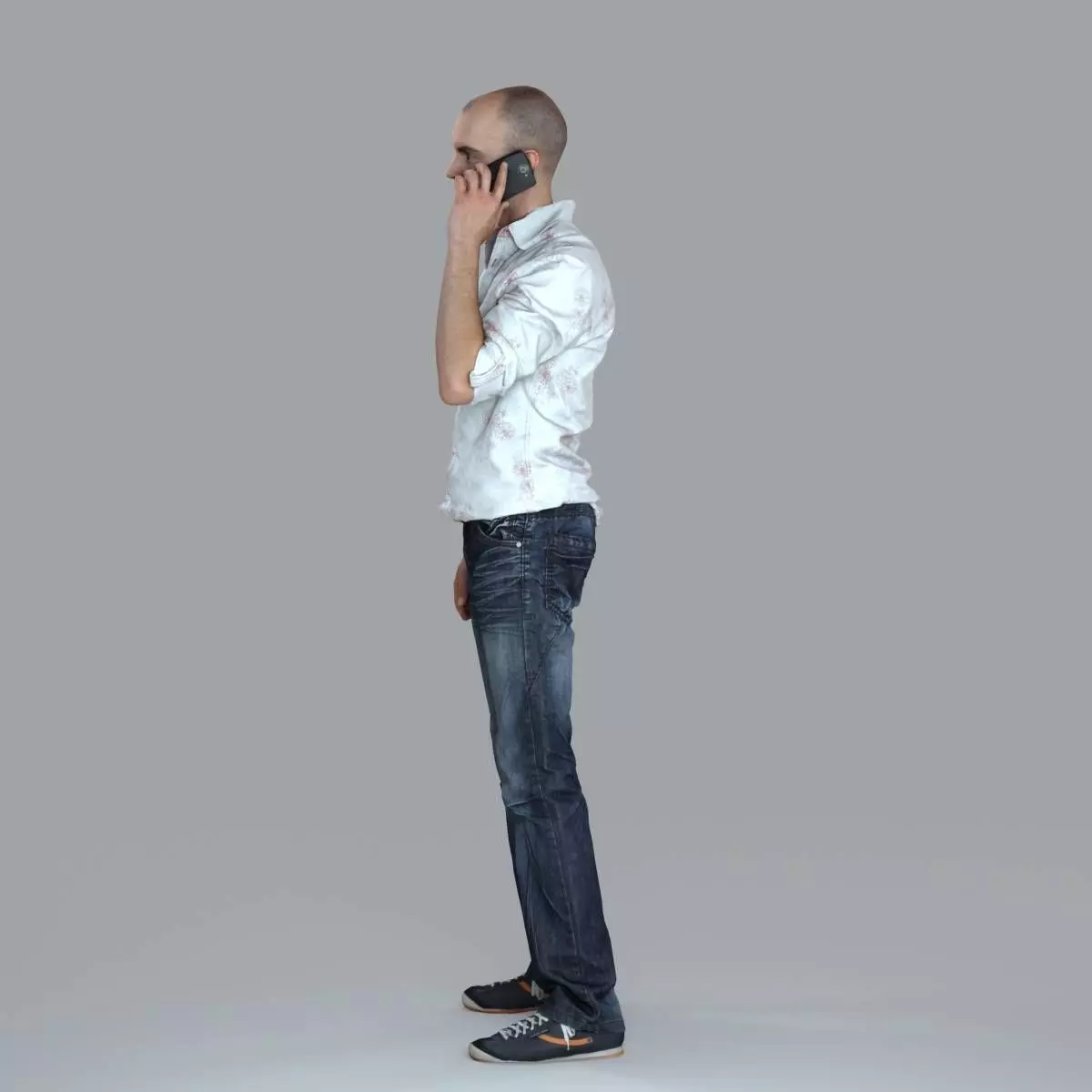 Casual Man with White Shirt Chatting on Phone CMan0010-HD2-O0... 3D model_24