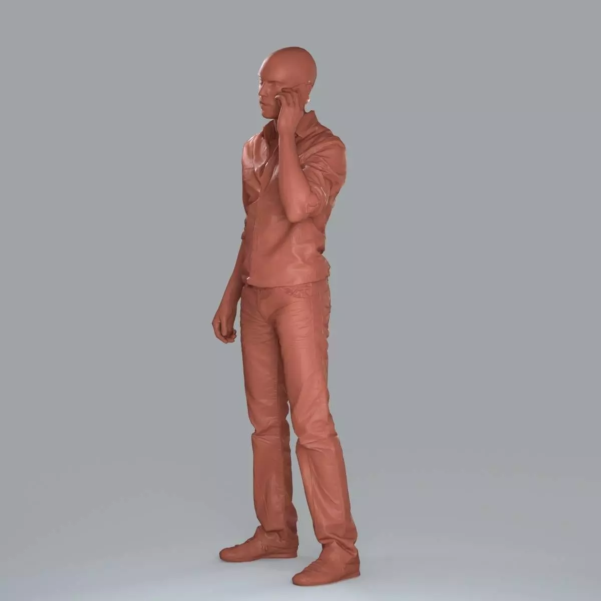 Casual Man with White Shirt Chatting on Phone CMan0010-HD2-O0... 3D model_74