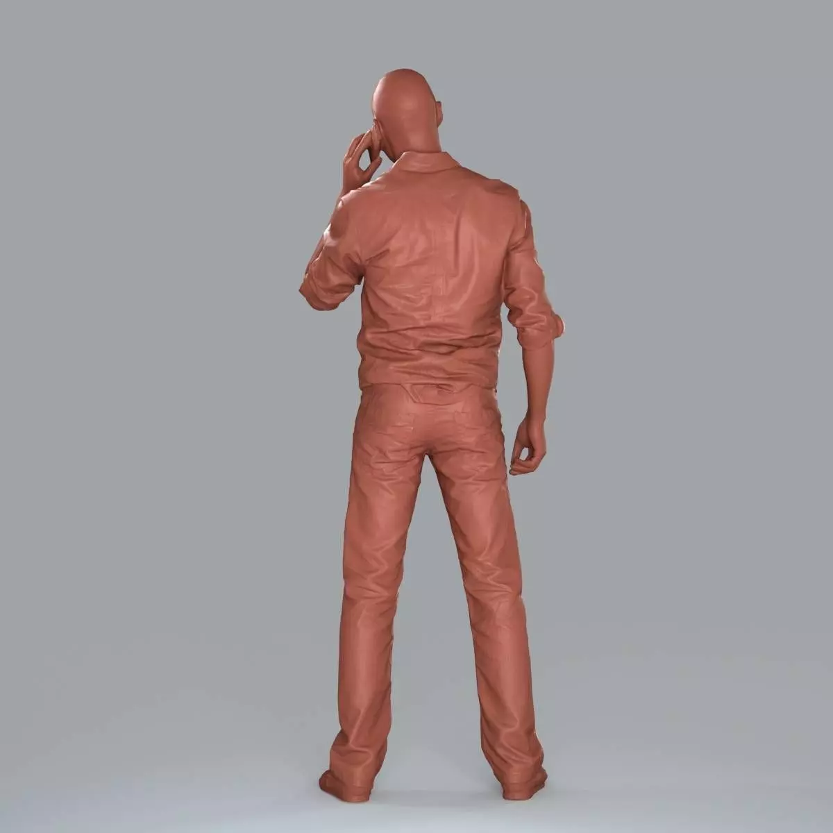Casual Man with White Shirt Chatting on Phone CMan0010-HD2-O0... 3D model_34