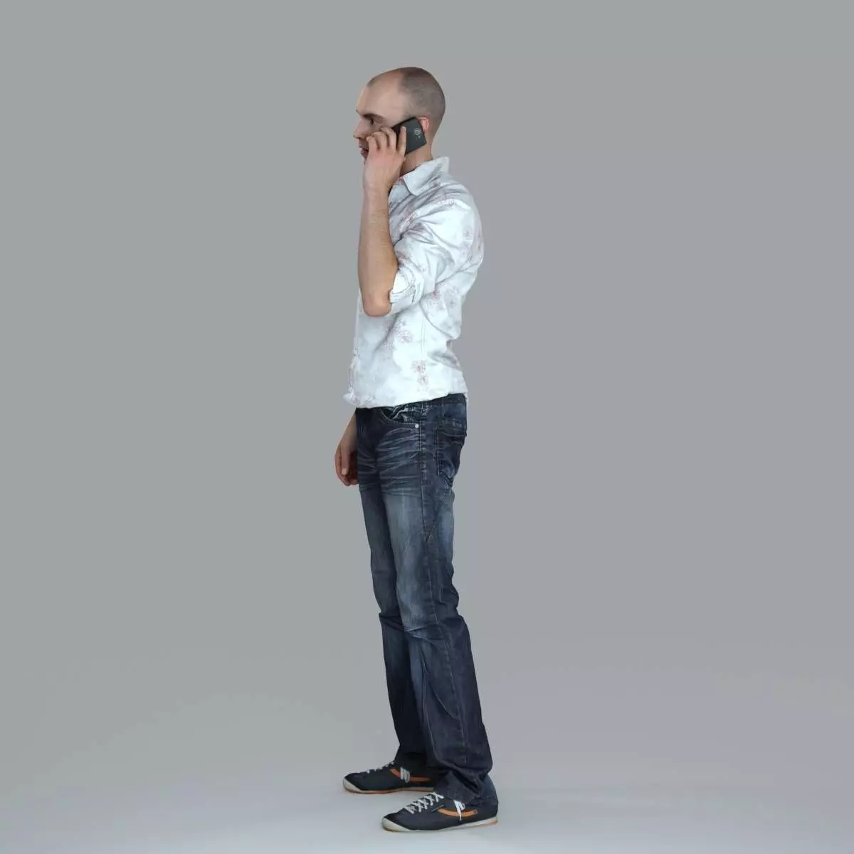 Casual Man with White Shirt Chatting on Phone CMan0010-HD2-O0... 3D model_60