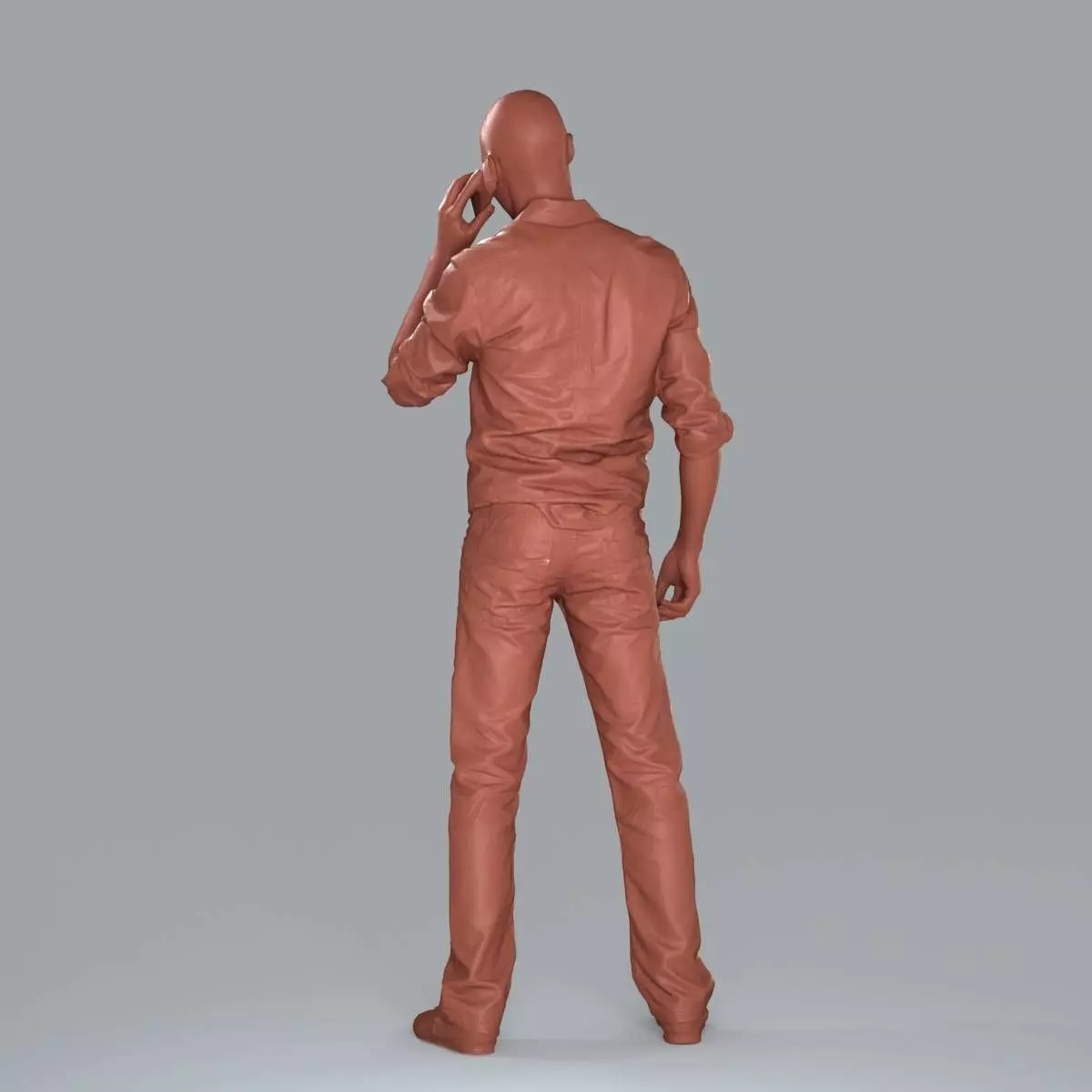 Casual Man with White Shirt Chatting on Phone CMan0010-HD2-O0... 3D model_3