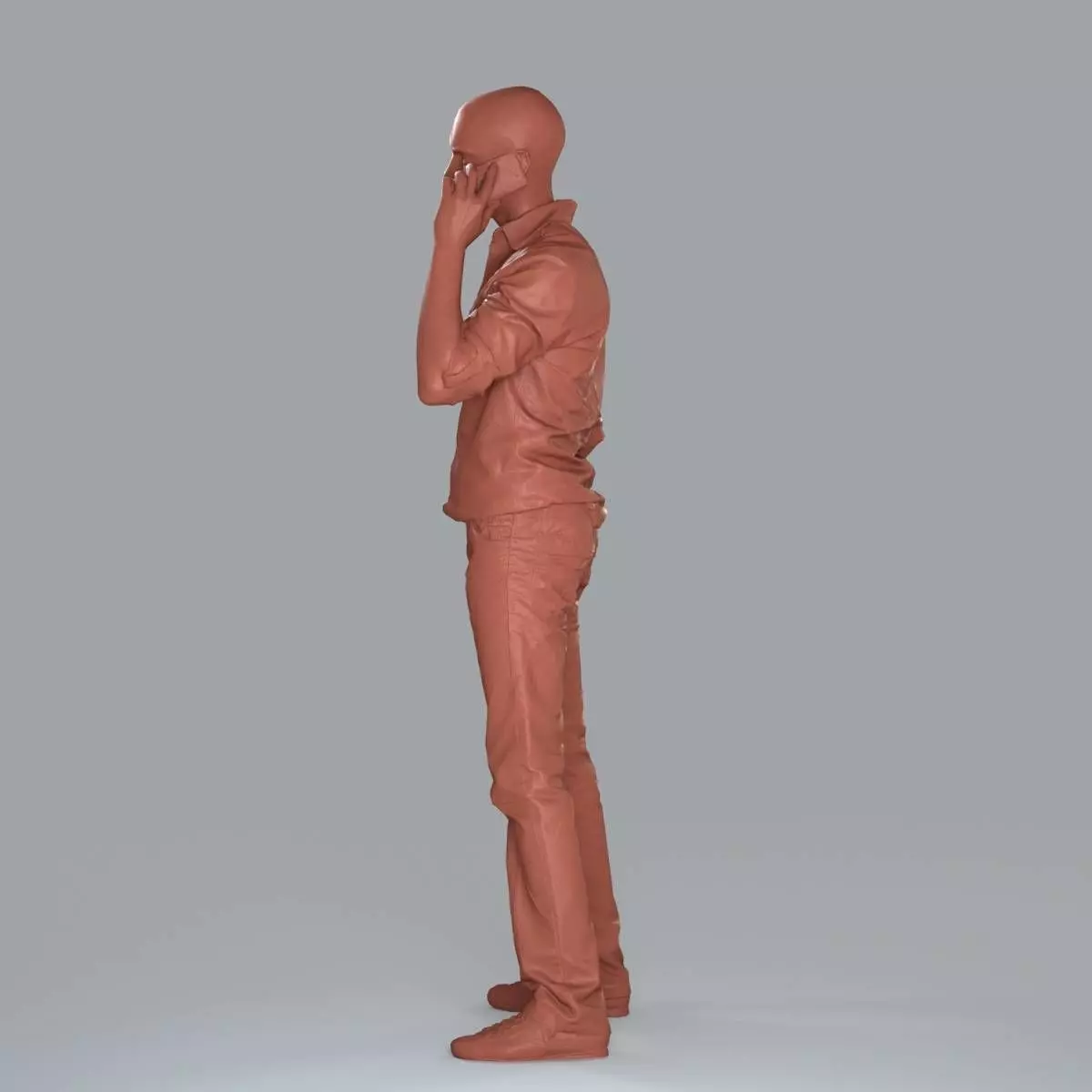 Casual Man with White Shirt Chatting on Phone CMan0010-HD2-O0... 3D model_19