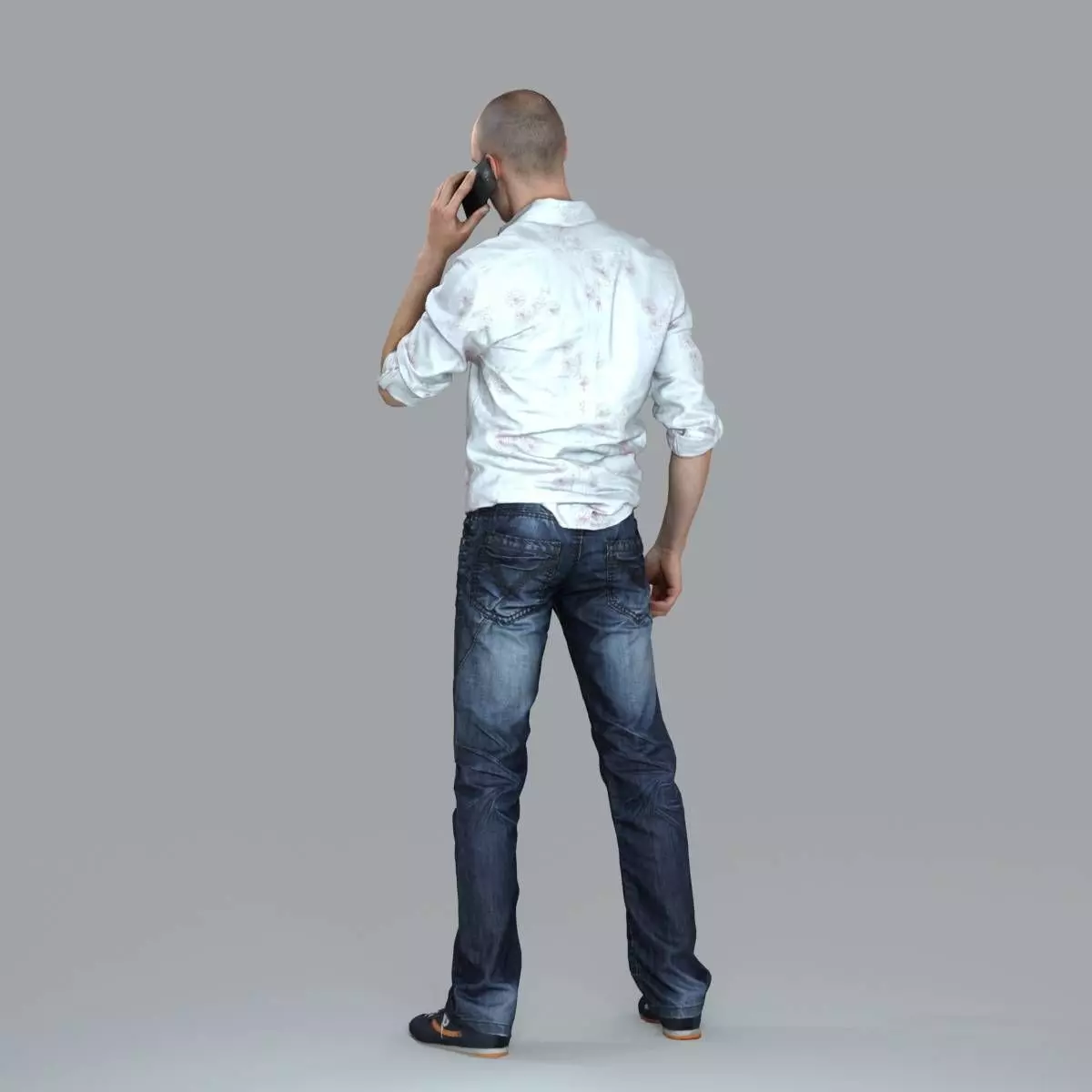Casual Man with White Shirt Chatting on Phone CMan0010-HD2-O0... 3D model_62