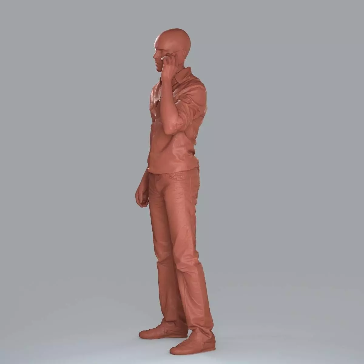 Casual Man with White Shirt Chatting on Phone CMan0010-HD2-O0... 3D model_54