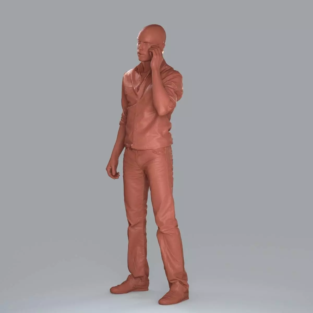 Casual Man with White Shirt Chatting on Phone CMan0010-HD2-O0... 3D model_4