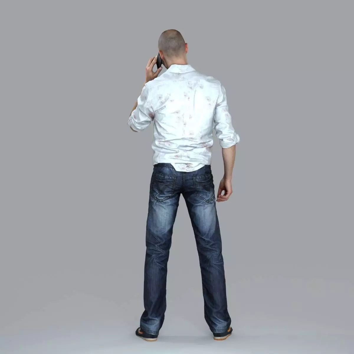 Casual Man with White Shirt Chatting on Phone CMan0010-HD2-O0... 3D model_20