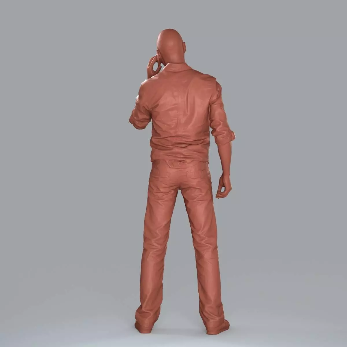 Casual Man with White Shirt Chatting on Phone CMan0010-HD2-O0... 3D model_47