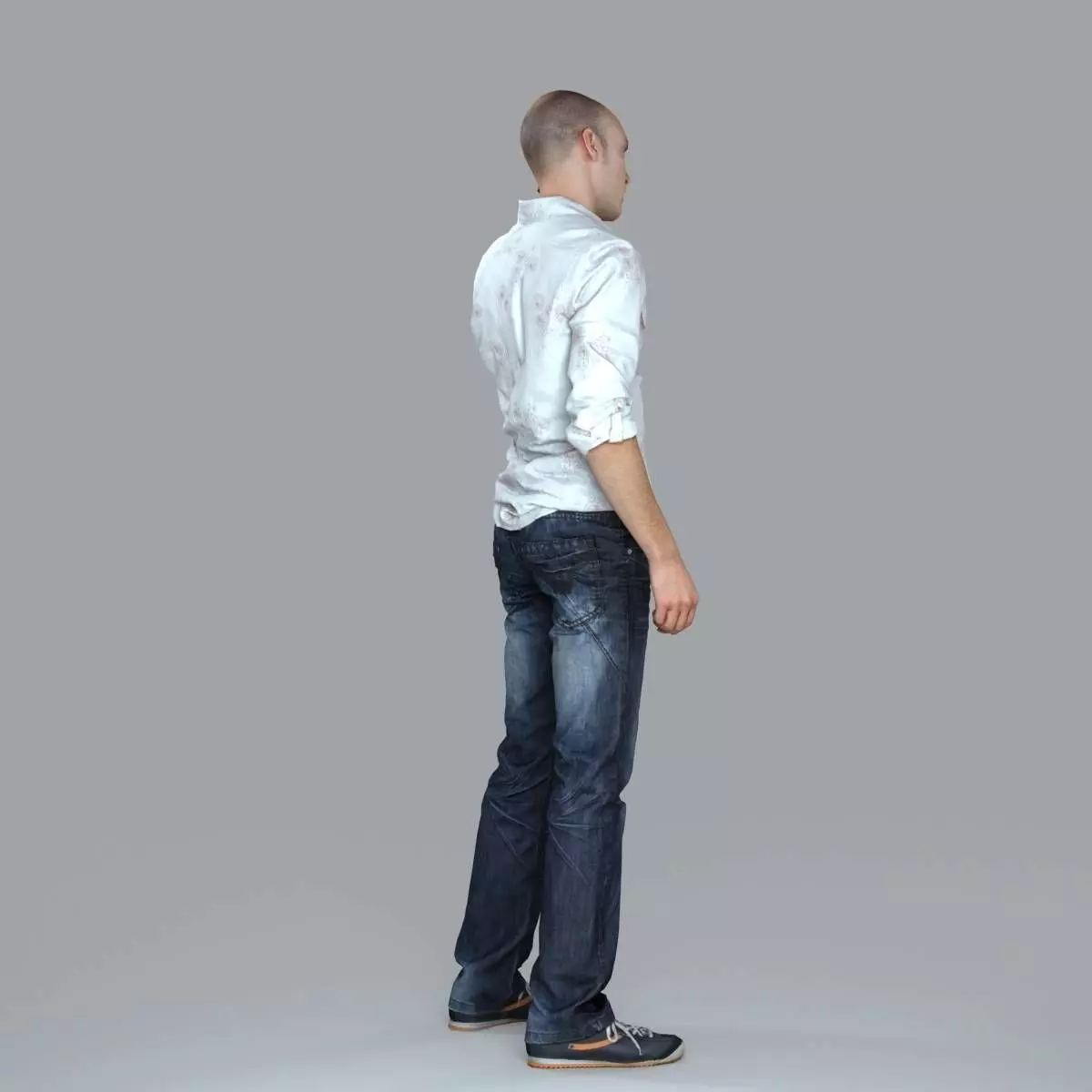 Casual Man with White Shirt Chatting on Phone CMan0010-HD2-O0... 3D model_35