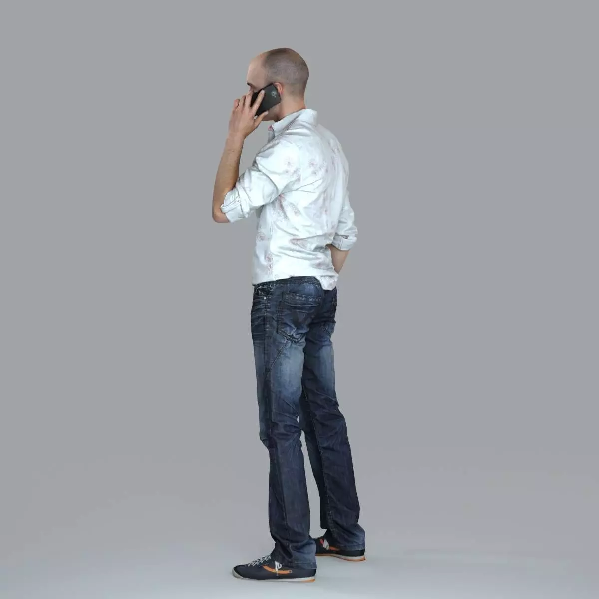 Casual Man with White Shirt Chatting on Phone CMan0010-HD2-O0... 3D model_42