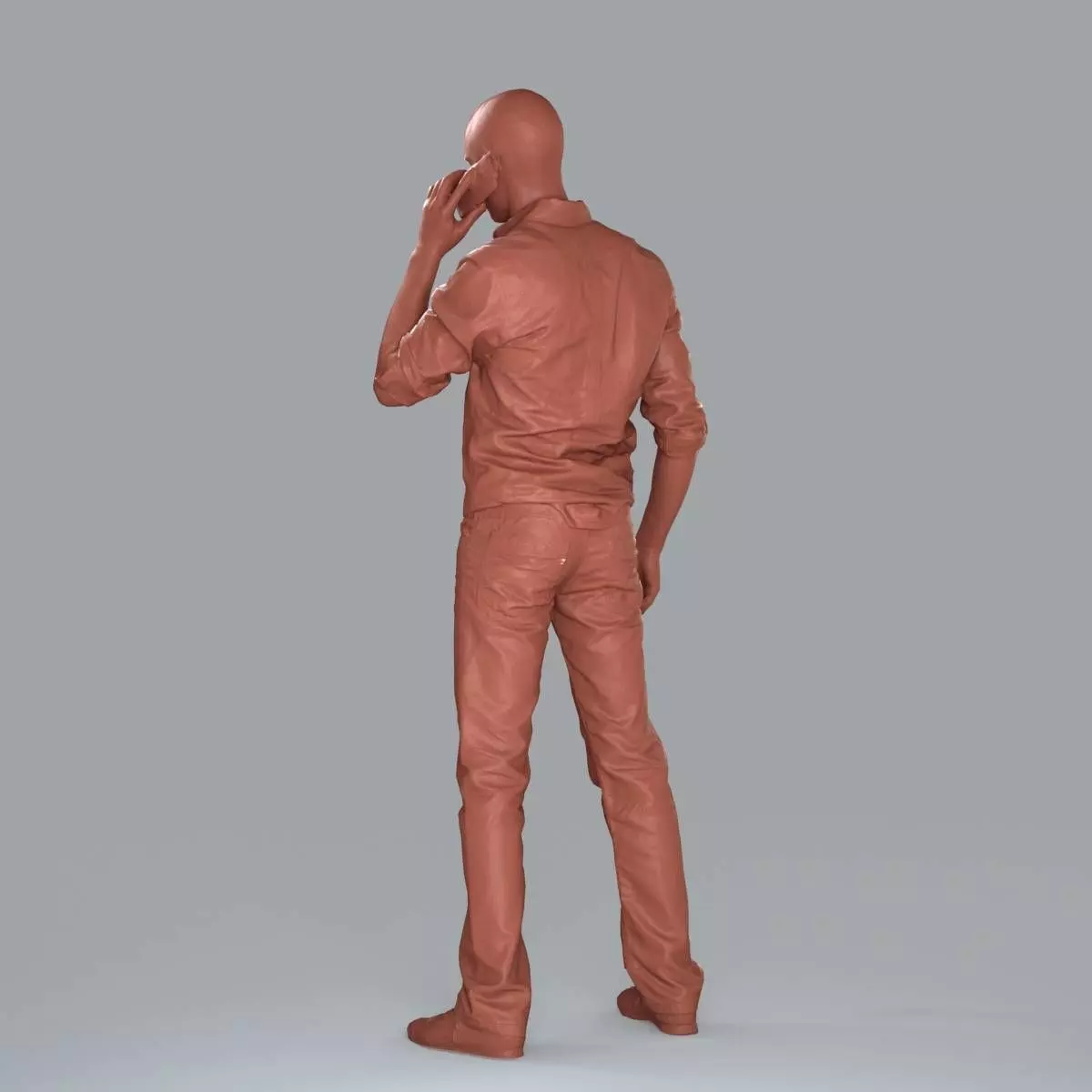 Casual Man with White Shirt Chatting on Phone CMan0010-HD2-O0... 3D model_75