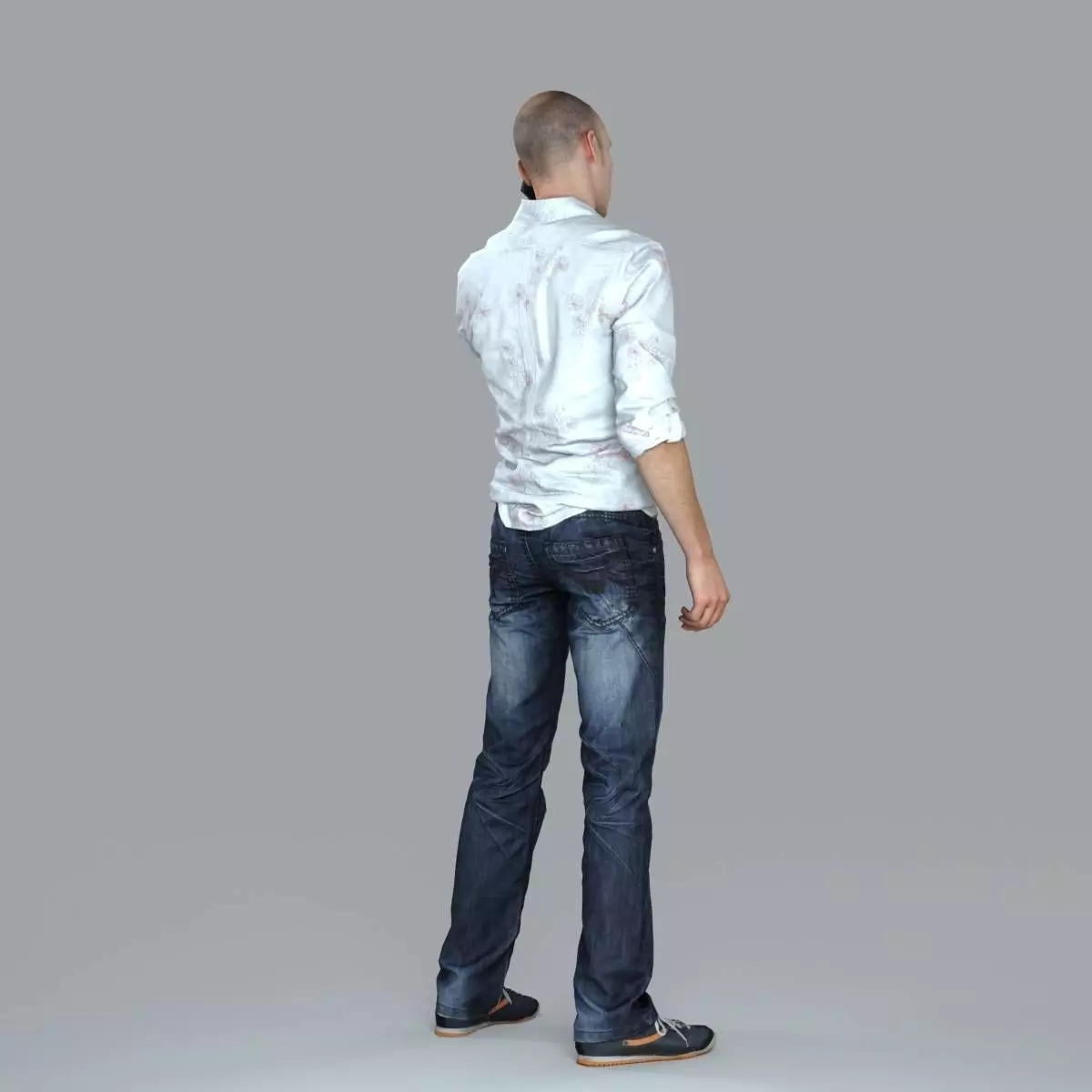 Casual Man with White Shirt Chatting on Phone CMan0010-HD2-O0... 3D model_29