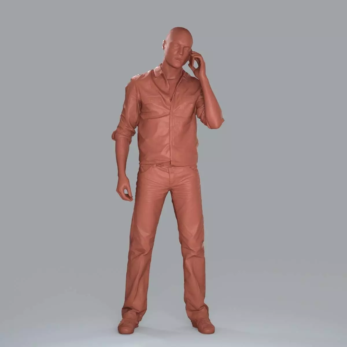 Casual Man with White Shirt Chatting on Phone CMan0010-HD2-O0... 3D model_51
