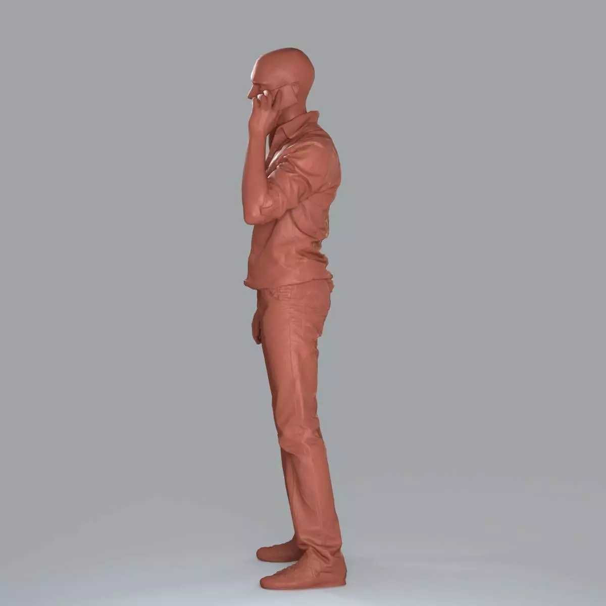 Casual Man with White Shirt Chatting on Phone CMan0010-HD2-O0... 3D model_56