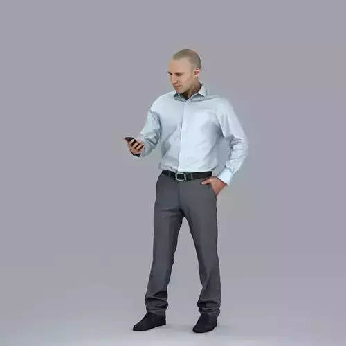 Bold Business Man Looking at Phone BMan0006-HD2-O01P05-S 3D model