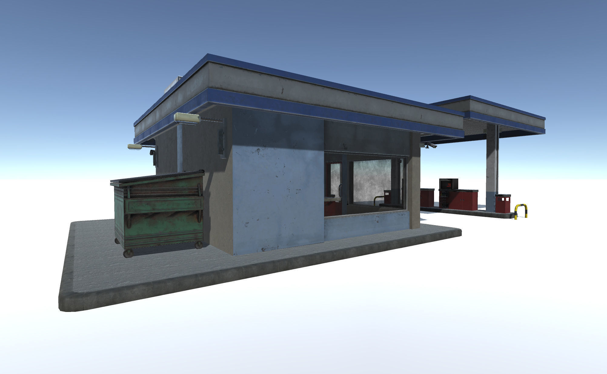 Gas Station Low-poly 3D model_1