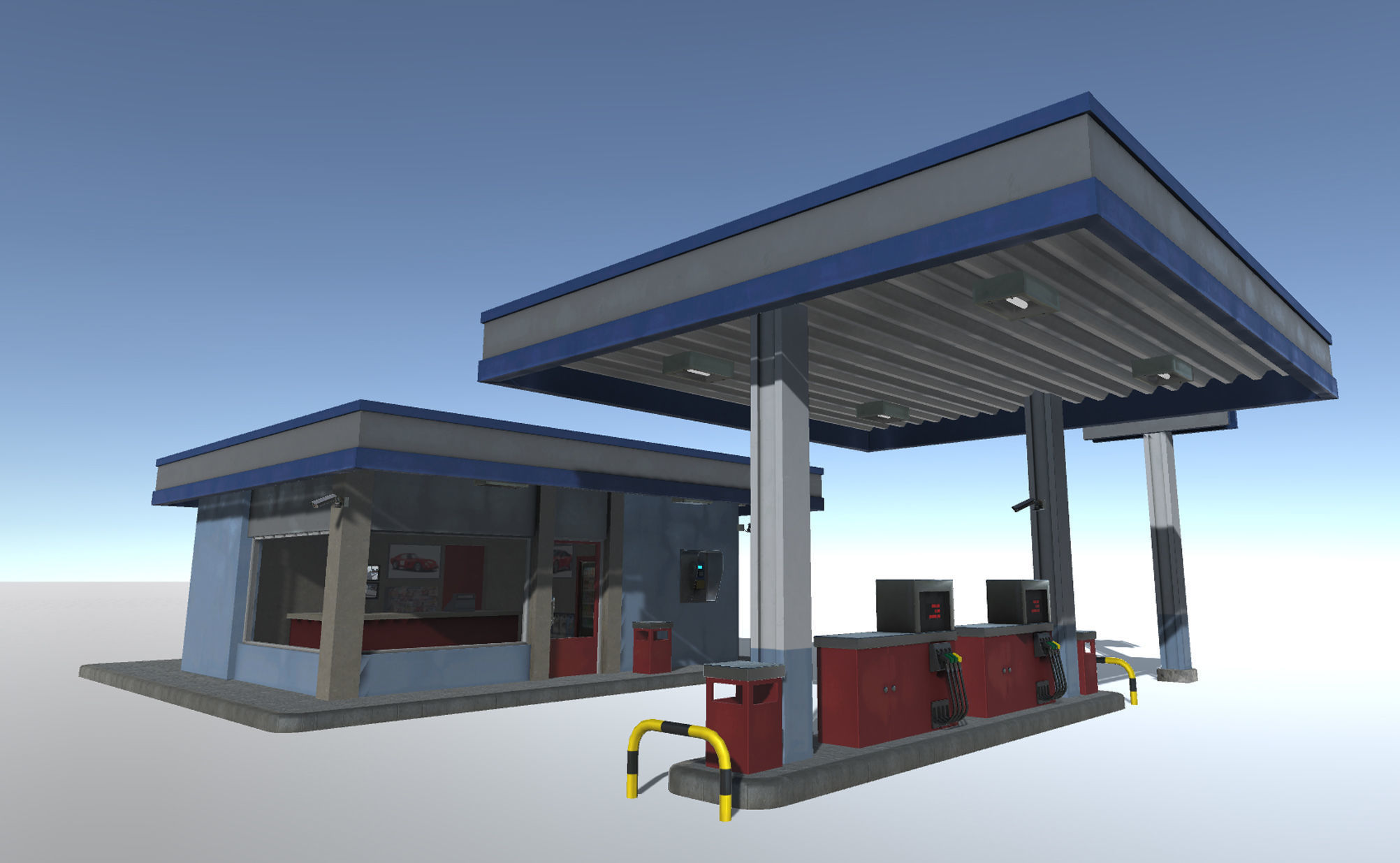 Gas Station Low-poly 3D model_6