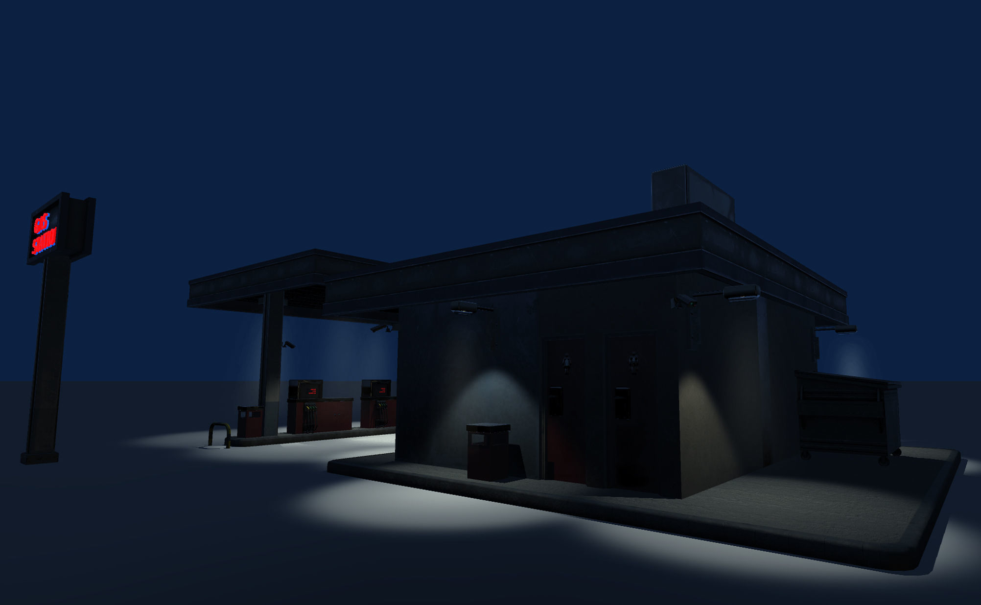 Gas Station Low-poly 3D model_8