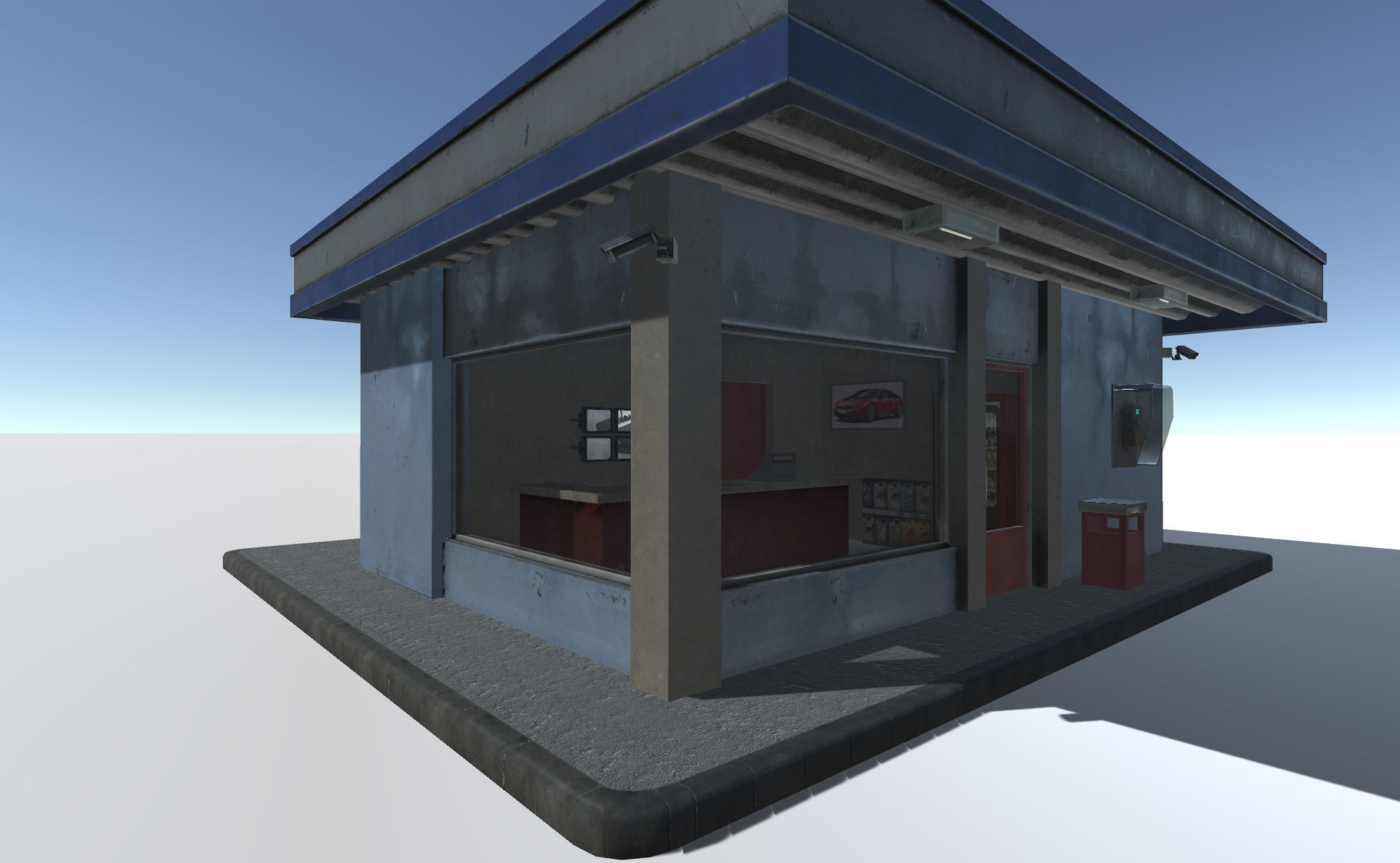 Gas Station Low-poly 3D model_4