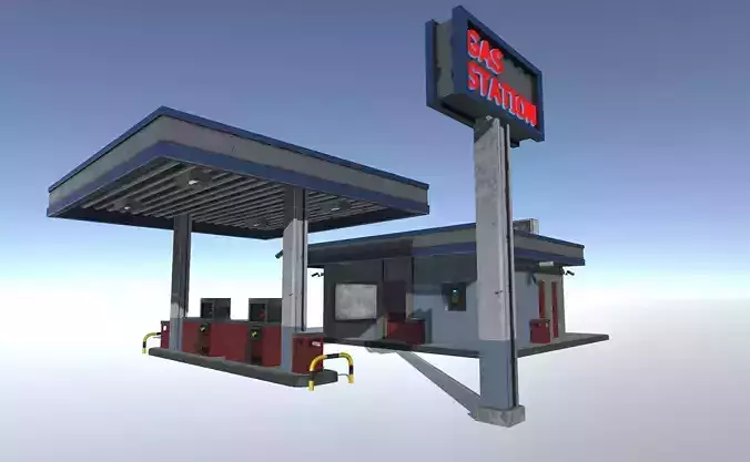 Gas Station Low-poly 3D model