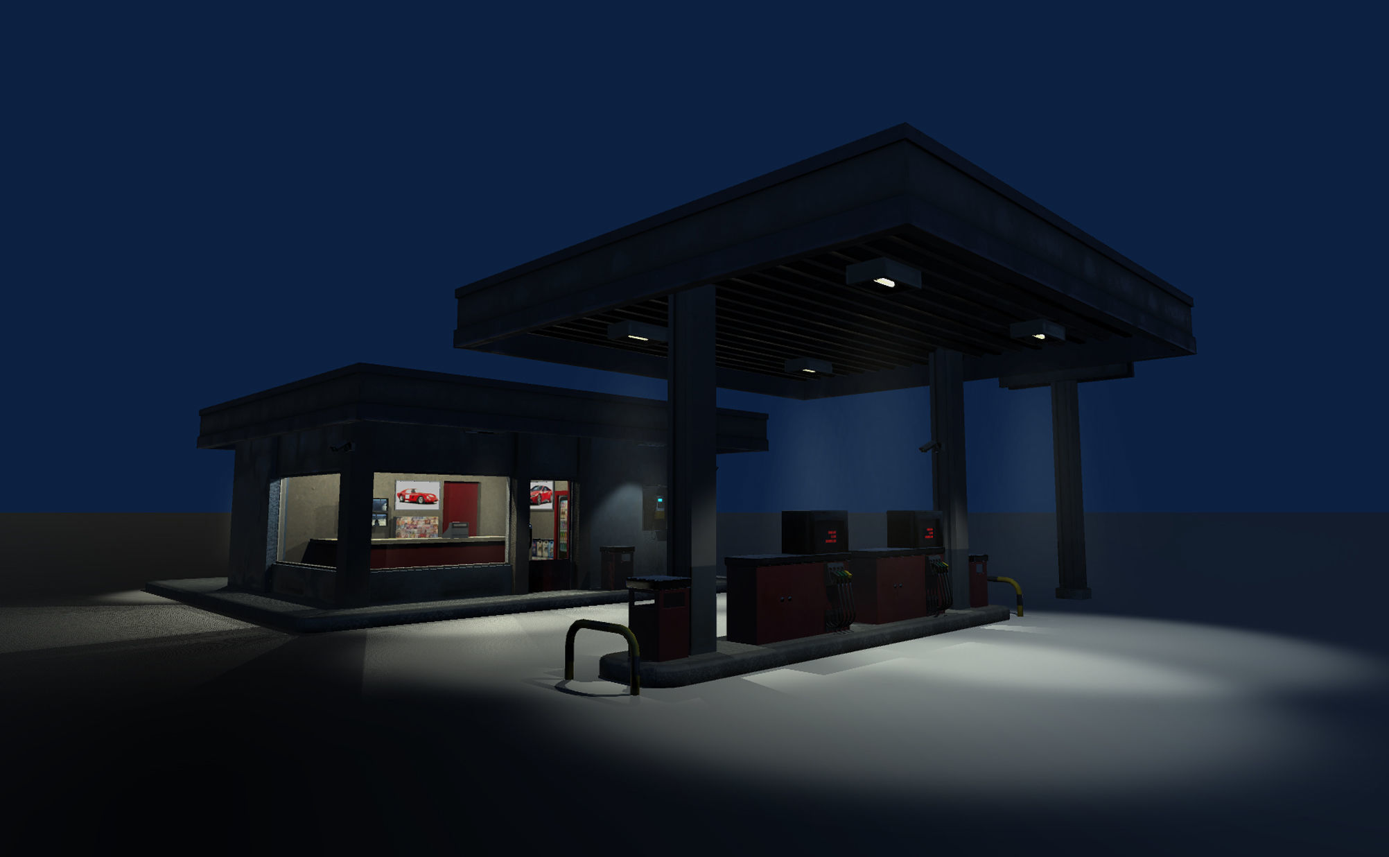 Gas Station Low-poly 3D model_9