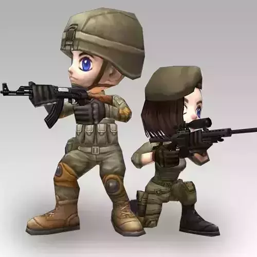 Animated Chibi Cartoon Soldiers