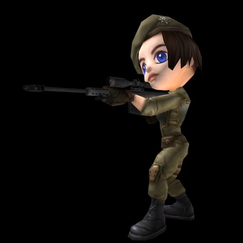 Animated Chibi Cartoon Soldiers Low-poly 3D model_13