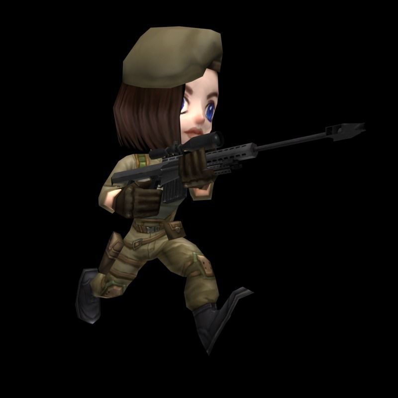 Animated Chibi Cartoon Soldiers Low-poly 3D model_7