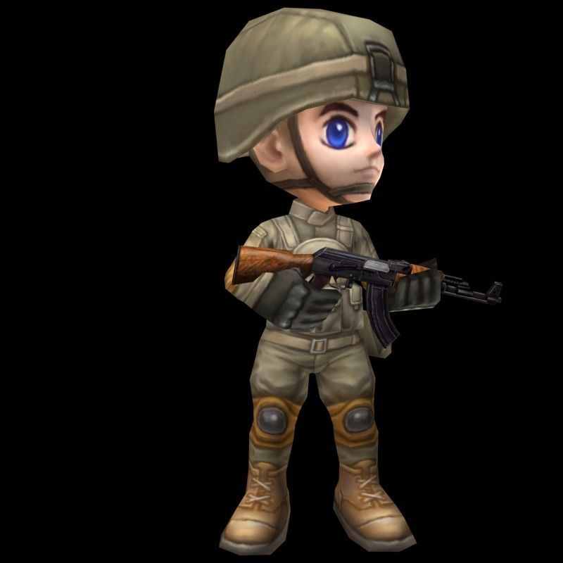 Animated Chibi Cartoon Soldiers Low-poly 3D model_16