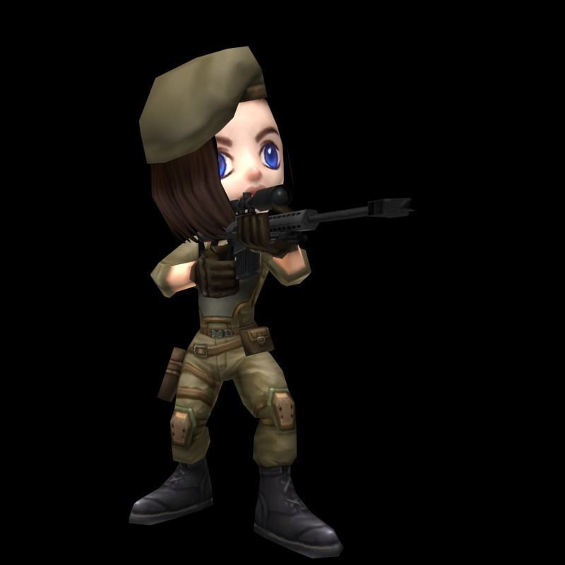 Animated Chibi Cartoon Soldiers Low-poly 3D model_9