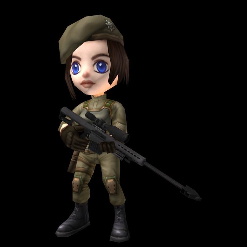 Animated Chibi Cartoon Soldiers Low-poly 3D model_14