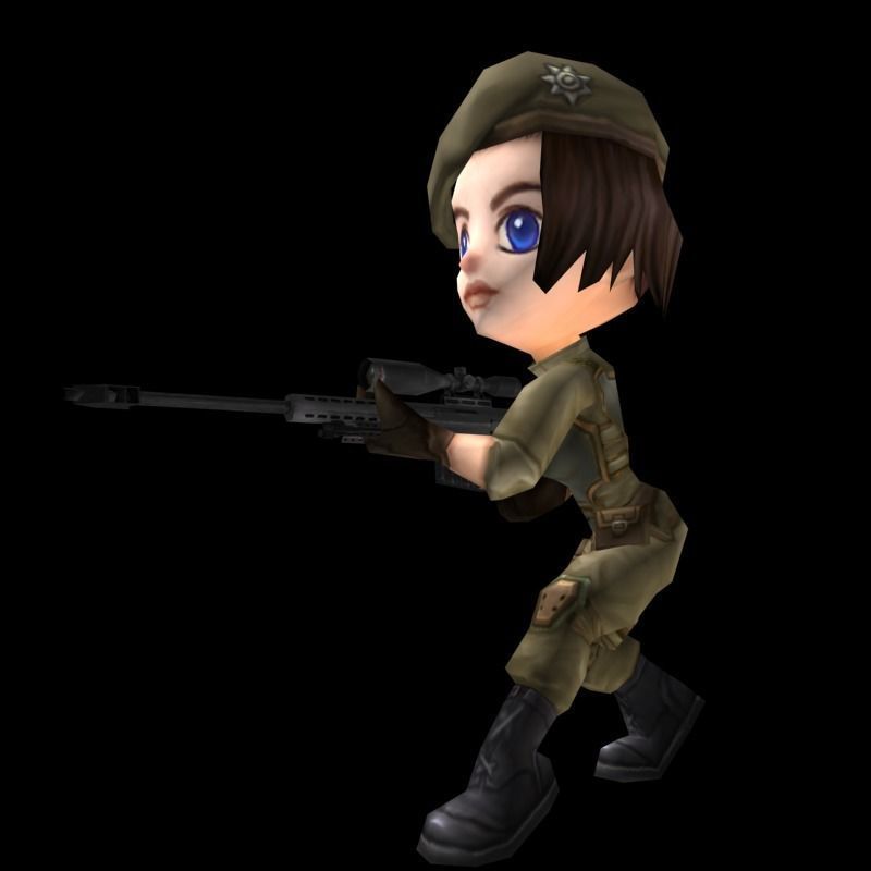 Animated Chibi Cartoon Soldiers Low-poly 3D model_6