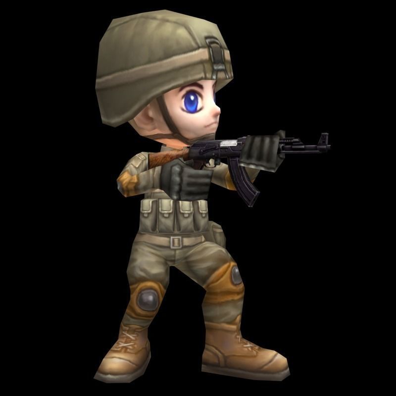 Animated Chibi Cartoon Soldiers Low-poly 3D model_15