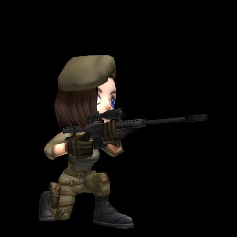 Animated Chibi Cartoon Soldiers Low-poly 3D model_5