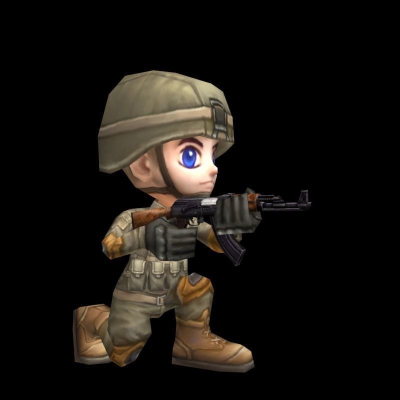 Animated Chibi Cartoon Soldiers Low-poly 3D model_12